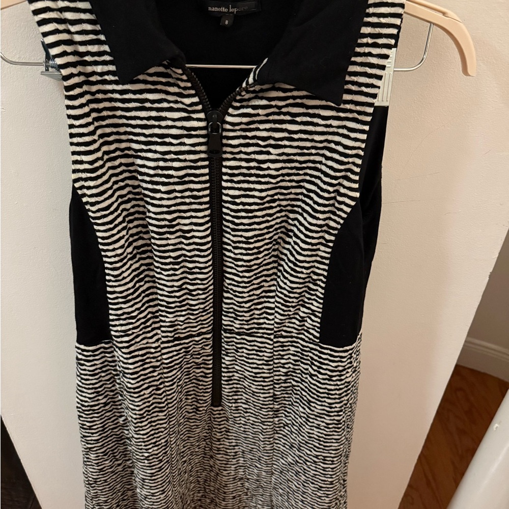 Nanette Lepore Black and White Striped Sleeveless Dress